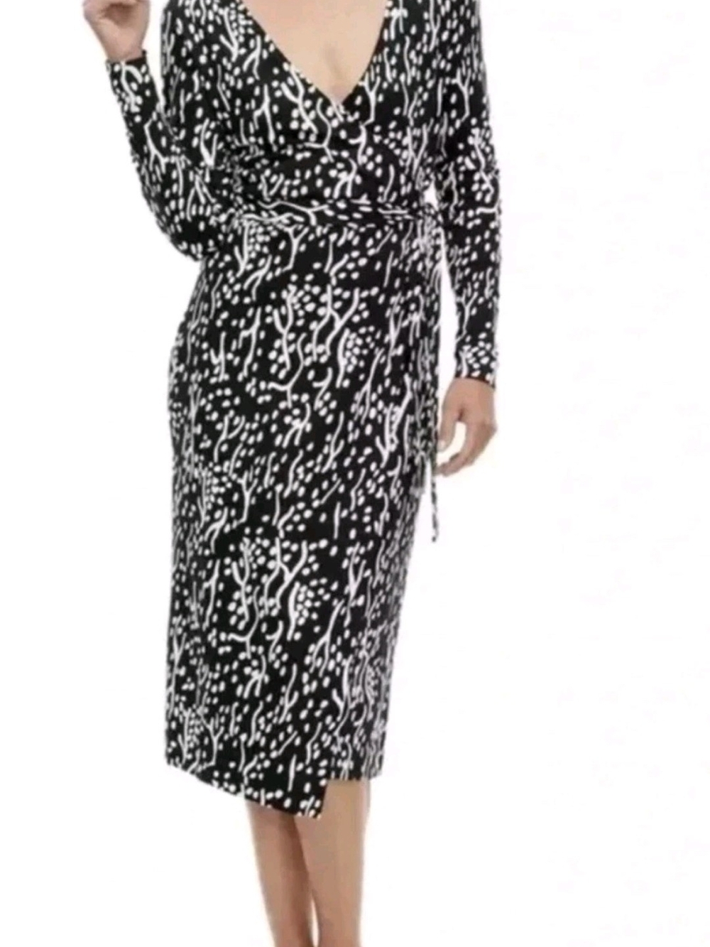 Diane von Furstenberg x Target Black White Abstract Wrap Midi Dress NWT Size S